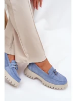 Dámské semišové mokasíny s přívěskem medvěda Vinceza 79533 Modré Dámské semišové mokasíny s přívěskem medvěda Vinceza 79533 Modré