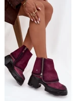 Kožené dámské kotníčkové boty s obráteným límcem Maciejka 07145-23 bordó