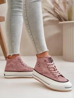 Zateplené Dámské Tenisky Na Platformě Eko Kůže Big Star Růžové