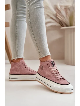 Zateplené Dámské Tenisky Na Platformě Eko Kůže Big Star Růžové
