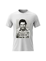Pánské bavlněné tričko s potiskem - PABLO ESCOBAR - bílé