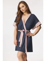 Dámský župan Sabrina Tmavě šedá s pudrovou - BABELLA Dámský župan Sabrina Tmavě šedá s pudrovou - BABELLA