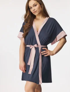 Dámský župan Sabrina Tmavě šedá s pudrovou - BABELLA