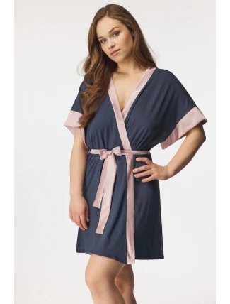 Dámský župan Sabrina Tmavě šedá s pudrovou - BABELLA Dámský župan Sabrina Tmavě šedá s pudrovou - BABELLA