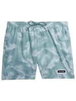 Pánské plavecké šortky se stahovací šňůrkou KM0KM00813 0H8 zelená-vzor - Calvin Klein Pánské plavecké šortky se stahovací šňůrkou KM0KM00813 0H8 zelená-vzor - Calvin Klein