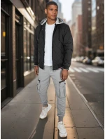 Pánská přechodná prošívaná bunda s kapucí černá FashionStreet TX5010