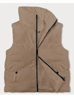 Tmavě béžová péřová dámská vesta se stojáčkem (5M3150-84) Tmavě béžová péřová dámská vesta se stojáčkem (5M3150-84)