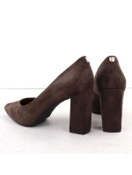 Čokoládové semišové lodičky na jehlovém podpatku Sergio Leone PB216