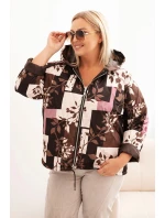 Dámská bunda Plus Size s kapucí a prodlouženým zadním dílem hnědá Dámská bunda Plus Size s kapucí a prodlouženým zadním dílem hnědá