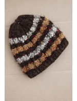 Dámská zimní čepice s barevným vláknem a elastickým stahováním K352 hnědá+bílá