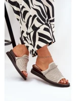 Dámské Klapky Na Klínu S Ozdobným Pásem Béžové Teriwes