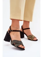 Dámské sandály na podpatku černé Almera