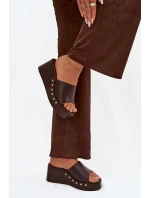 Dámské pantofle na platformě 78-200 Tmavě hnědá - Stephan Paris Dámské pantofle na platformě 78-200 Tmavě hnědá - Stephan Paris