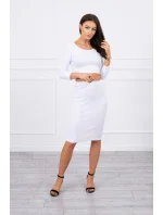 Souprava halenky a sukně v bílé barvě