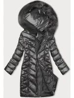 Dámská zimní prošívaná bunda (16M9100-105) grafitová - J.Style