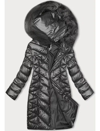 Dámská zimní prošívaná bunda (16M9100-105) grafitová - J.Style