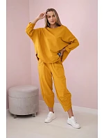 Bavlněná mikina kalhoty set 29715 hořčice - Kesi