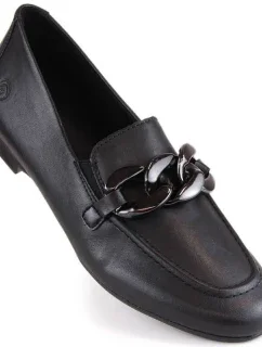 Remonte W RKR645 černá kožená pohodlná polobotka na řetízku