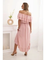 Dámské šaty hispánka s delším zadním dílem tmavě růžová