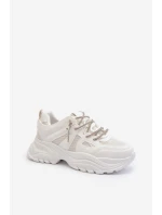 Dámské tenisky na masivní podrážce s ozdobným šněrováním Bílé Relissa