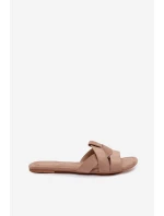 Dámské ploché pantofle s pásky tmavě béžové Pavelle