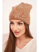 Dámská zimní čepice z vlny s dvojitým ohrnovacím lemem K426 oranžová