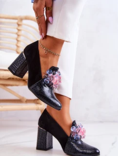 Semišové Lodičky Hadí Kůže černé Sofie