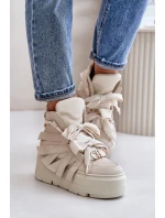 Kožené Dámské Tenisky Na Masivní Platformě Béžové CheBello 4561 Kožené Dámské Tenisky Na Masivní Platformě Béžové CheBello 4561