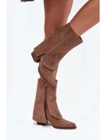 Dámské zimní kozačky s otočeným lemem Vinceza 16516 Béžové