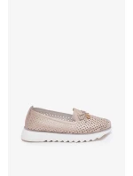 Dámské ažurové polobotky z přírodní kůže – zlaté