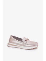 Dámské kožené mokasíny S.Barski – perlově růžové