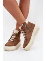 Dámské semišové sněhule Vinceza s kožešinou na platformě – camel Dámské semišové sněhule Vinceza s kožešinou na platformě – camel