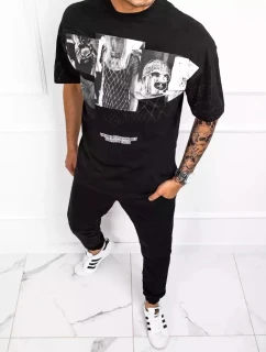 Pánské tričko s potiskem černé FashionStreet RX4845
