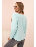 Dámský svetr s viskózou a výstřihem do V mátový