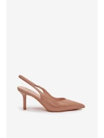 Lakované lodičky na jehlovém podpatku tmavě béžové Phelia
