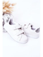 Dětské Tenisky Se Suchým Zipem Bíle-Stříbrné Cute Girl Dětské Tenisky Se Suchým Zipem Bíle-Stříbrné Cute Girl