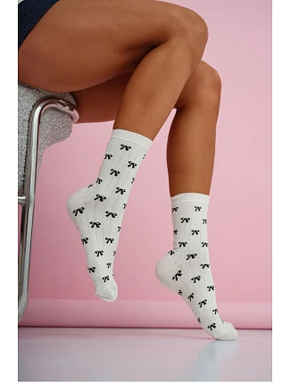 Dámské Ponožky Malé Mašle Ecru