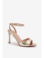 Dámské sandály na podpatku z imitace kůže zlaté Olissey