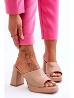 Kožené vysoké podpatky béžové Livesa Kožené vysoké podpatky béžové Livesa