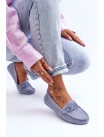 Dámské módní semišové mokasíny modré Rabell