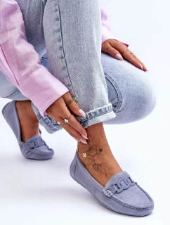 Dámské módní semišové mokasíny modré Rabell