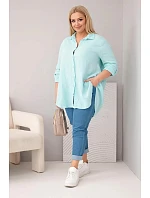 Bavlněná mušelínová košile Plus Size 65622 mátová - Kesi Bavlněná mušelínová košile Plus Size 65622 mátová - Kesi