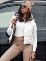 Dámská přechodná krátká prošívaná oboustranná vesta LEOVELLA bílá FashionStreet TY4647