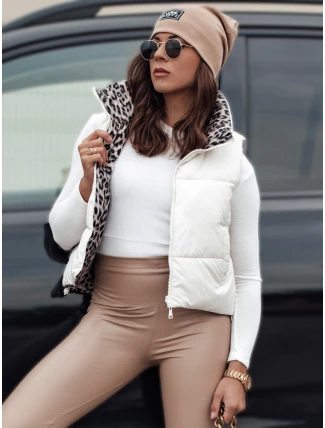 Dámská přechodná krátká prošívaná oboustranná vesta LEOVELLA bílá FashionStreet TY4647