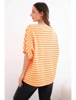 Dámská bavlněná pruhovaná halenka s krátkým rukávem oranžová