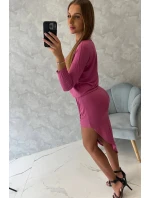 Asymetrické šaty, 3/4 rukávy, růžové Asymetrické šaty, 3/4 rukávy, růžové