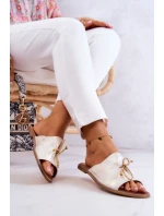 Kožené Dámské pantofle Nicole 2659/004 Bílý a zlatá