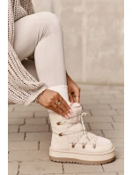 Dámské Sněhule Na Platformě S Šněrováním Světle Béžové Riaviana