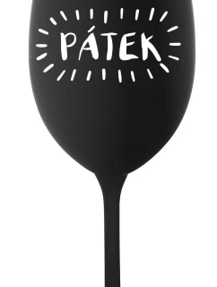 PÁTEK - černá sklenice na víno 350 ml