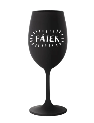 PÁTEK - černá sklenice na víno 350 ml